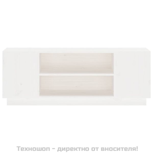 ТВ шкаф, бял, 110x35x40,5 см, бор масив