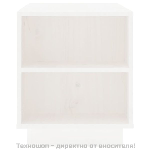 ТВ шкаф, бял, 110x35x40,5 см, бор масив