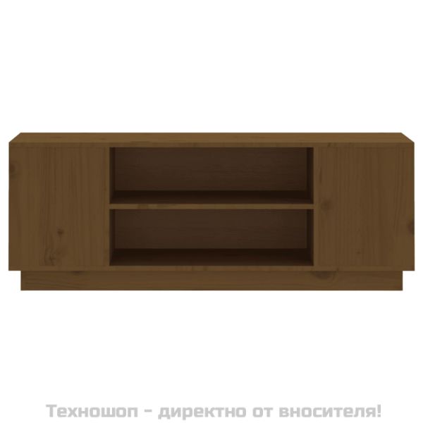 ТВ шкаф, меденокафяв, 110x35x40,5 см, бор масив
