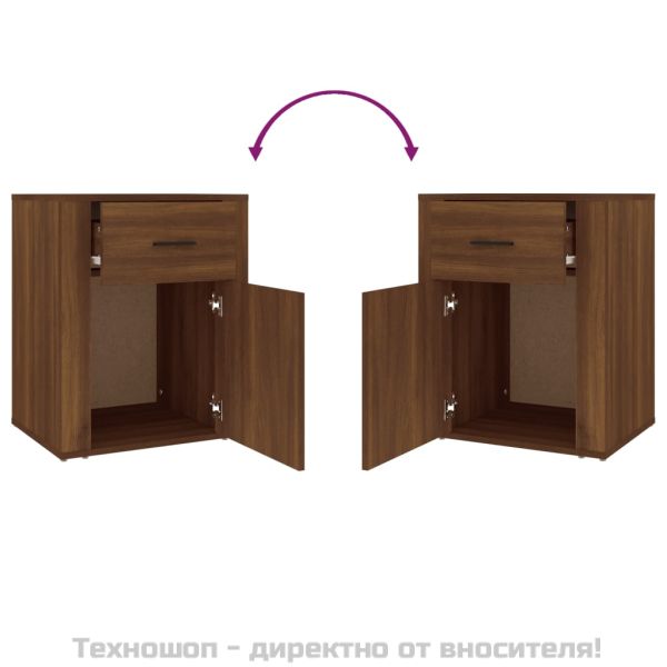Нощно шкафче, кафяв дъб, 50x36x60 см, инженерно дърво