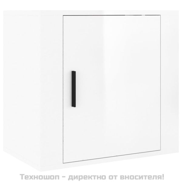Нощни шкафчета за стенен монтаж, 2 бр, бял гланц, 50x30x47 см