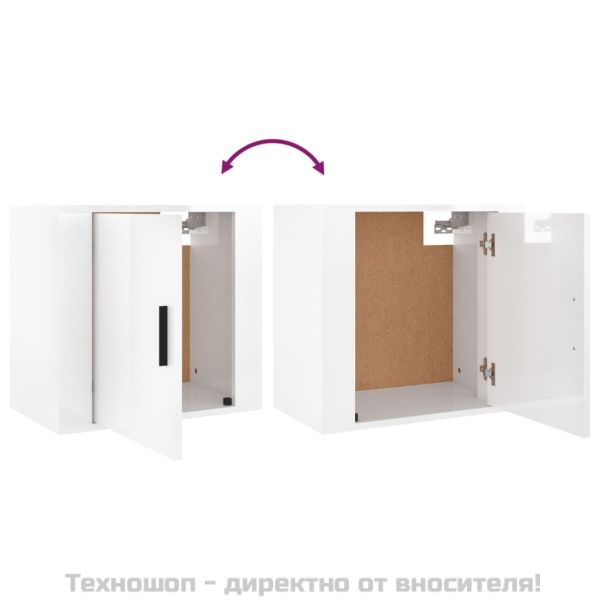 Нощни шкафчета за стенен монтаж, 2 бр, бял гланц, 50x30x47 см