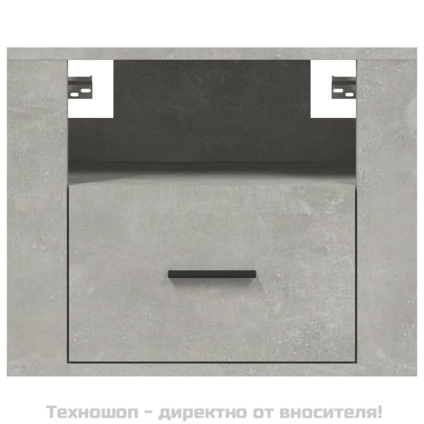 Нощно шкафче за стенен монтаж, Бетонно сиво, 50x36x40 см