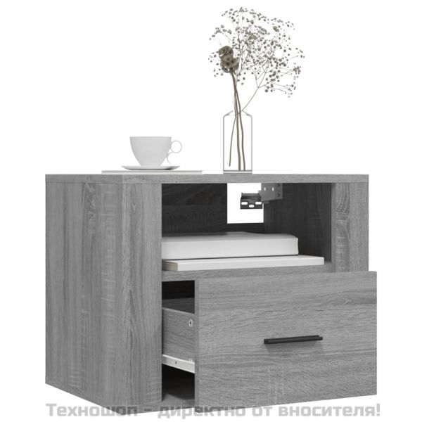 Нощни шкафчета за стенен монтаж, 2 бр,сив сонома, 50x36x40 см