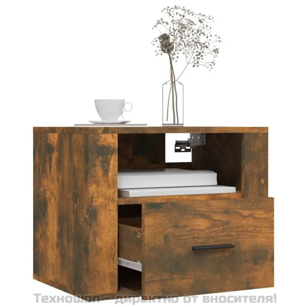 Нощни шкафчета за стенен монтаж, 2 бр, опушен дъб, 50x36x40 см