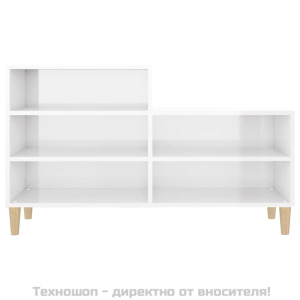 Шкаф за обувки, бял гланц, 102x36x60 см, инженерно дърво