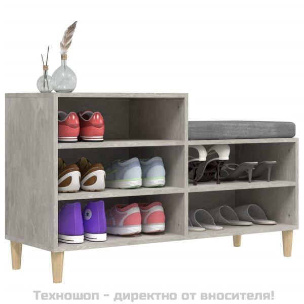 Шкаф за обувки, бетонно сив, 102x36x60 см, инженерно дърво