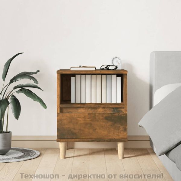 Нощни шкафчета 2 бр опушен дъб 40x35x50 см