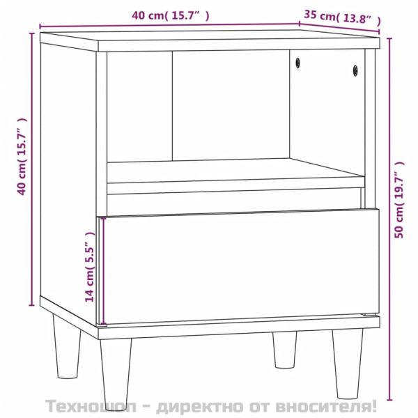 Нощни шкафчета 2 бр опушен дъб 40x35x50 см