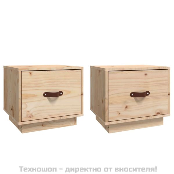 Нощни шкафчета, 2 бр, 40x34x35 см, борово дърво масив