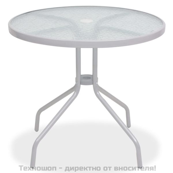 Градински трапезен комплект, 6 части, стомана и textilene, сив