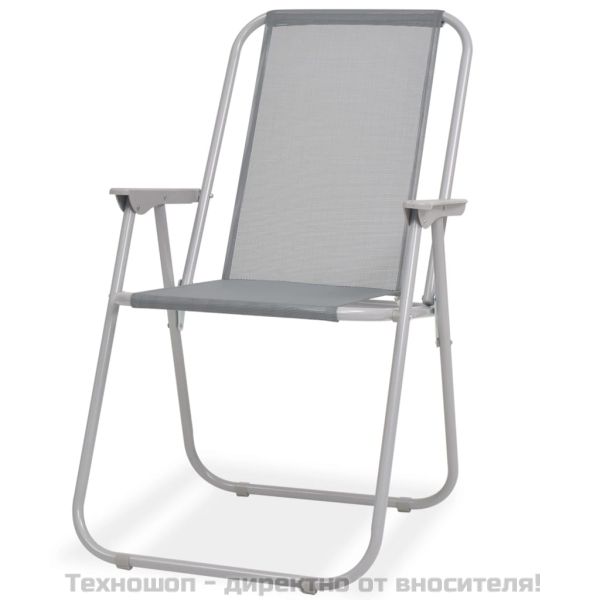 Градински трапезен комплект, 6 части, стомана и textilene, сив