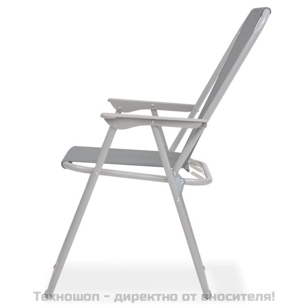 Градински трапезен комплект, 6 части, стомана и textilene, сив