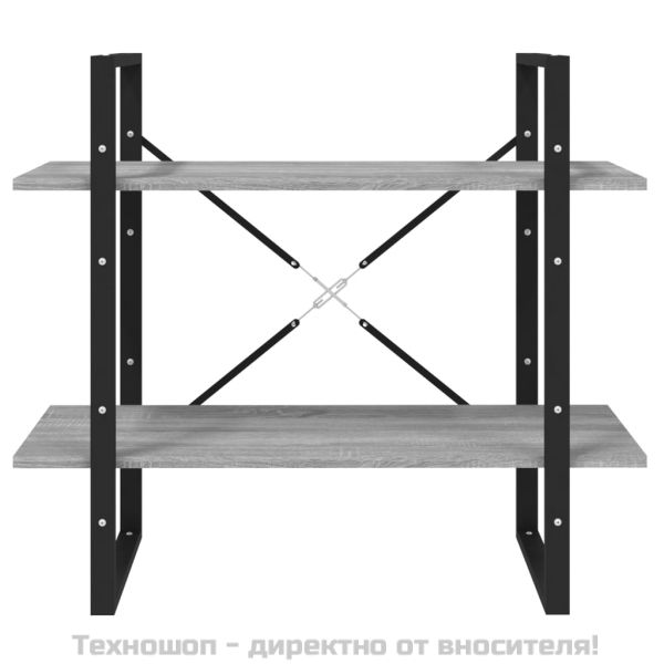 Библиотека на 2 нива, сив сонома, 80x30x70 см, инженерно дърво