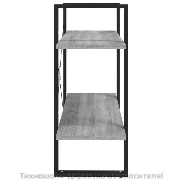 Библиотека на 2 нива, сив сонома, 80x30x70 см, инженерно дърво
