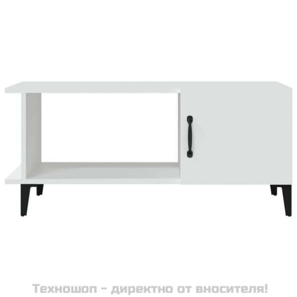 Кафе маса, бяла, 90x50x40 см, инженерно дърво
