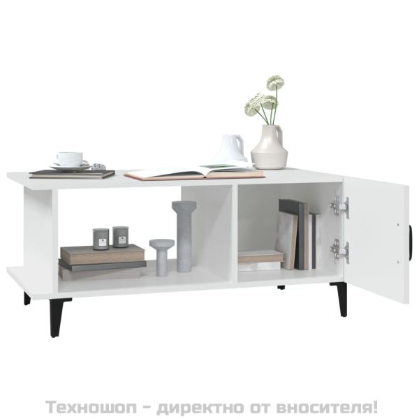 Кафе маса, бяла, 90x50x40 см, инженерно дърво