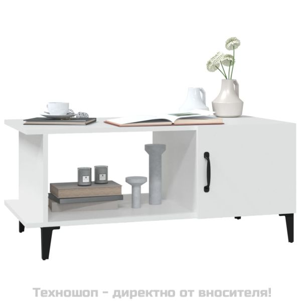 Кафе маса, бяла, 90x50x40 см, инженерно дърво