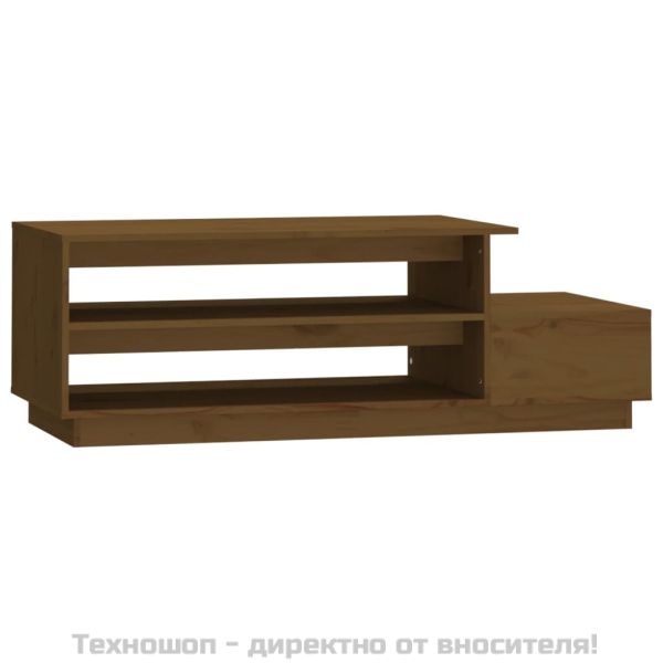 Кафе маса, меденокафява, 120x50x40,5 см, борово дърво масив