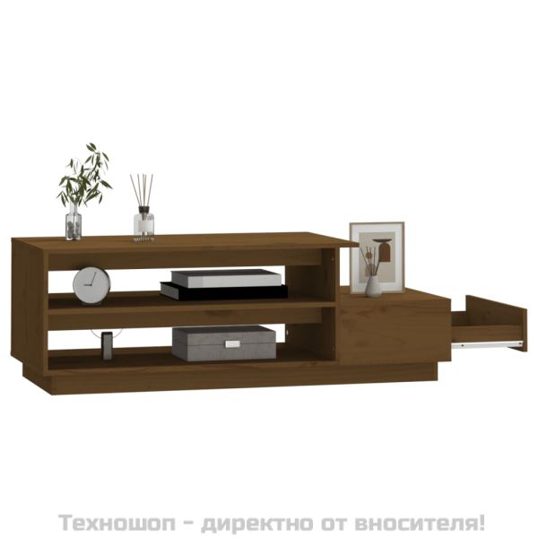 Кафе маса, меденокафява, 120x50x40,5 см, борово дърво масив