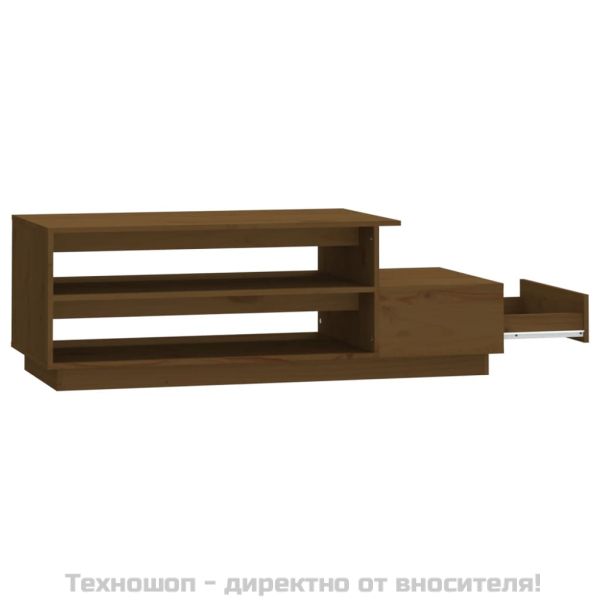 Кафе маса, меденокафява, 120x50x40,5 см, борово дърво масив