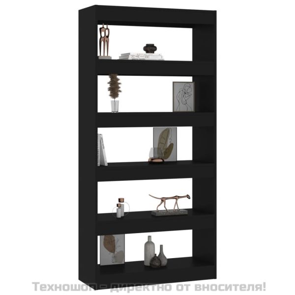 Шкаф/разделител за стая, черен, 80x30x166 см, инженерно дърво