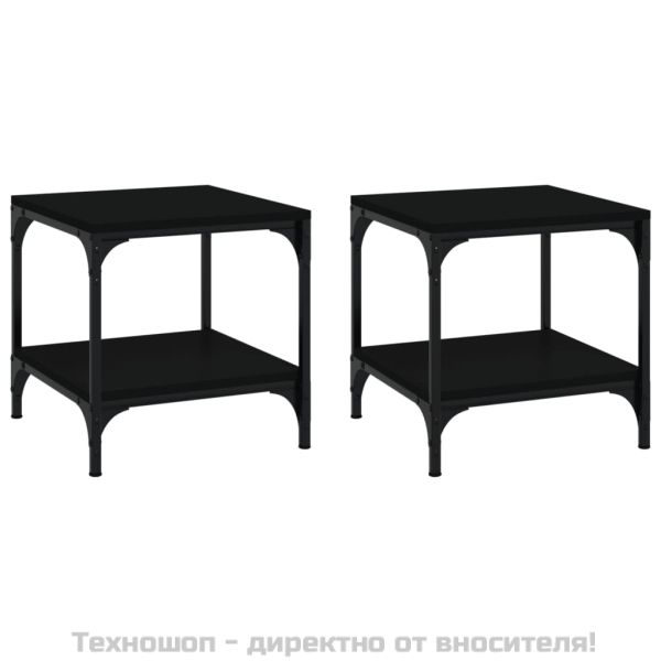 Странични маси, 2 бр, черни, 40x40x40 см, инженерно дърво