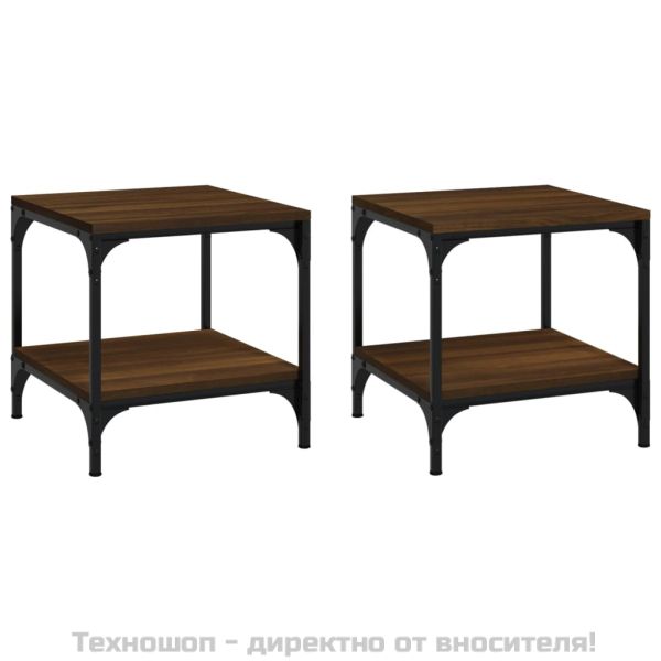 Странични маси, 2 бр, Кафяв дъб, 40x40x40 см, инженерно дърво