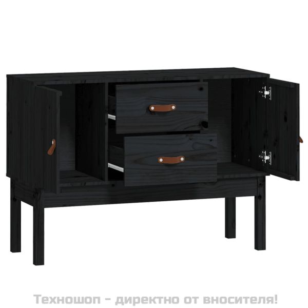 Сайдборд, черен, 110x40x78 см, бор масив