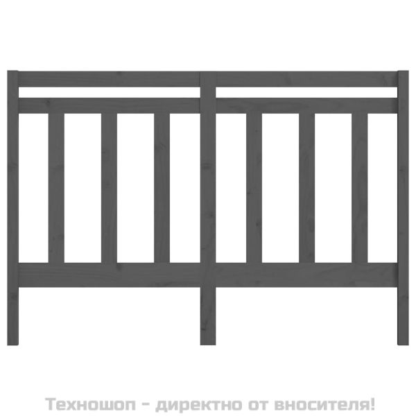 Горна табла за легло, сива, 126x4x100 см, бор масив