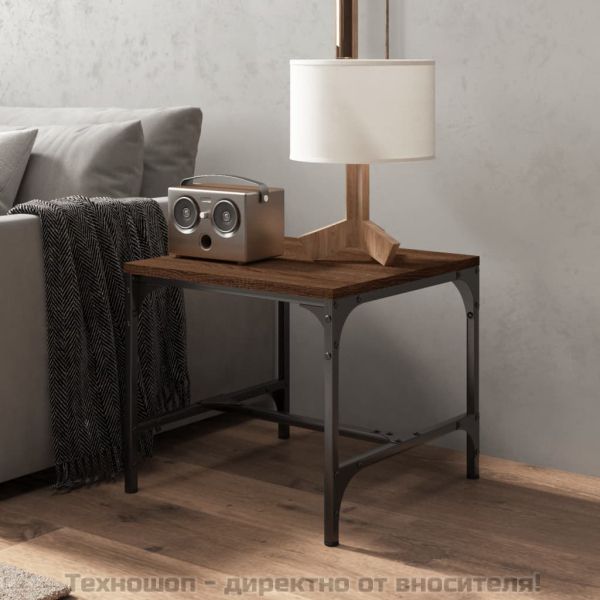 Странична маса, кафяв дъб, 40x40x35 см, инженерно дърво