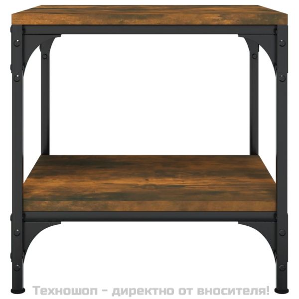 Странични маси, 2 бр, опушен дъб, 40x40x40 см, инженерно дърво