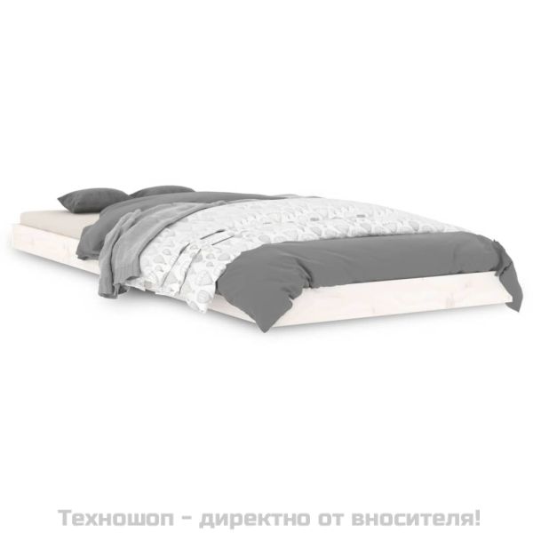 Рамка за легло бяла 75x190 см Small Single борово дърво масив