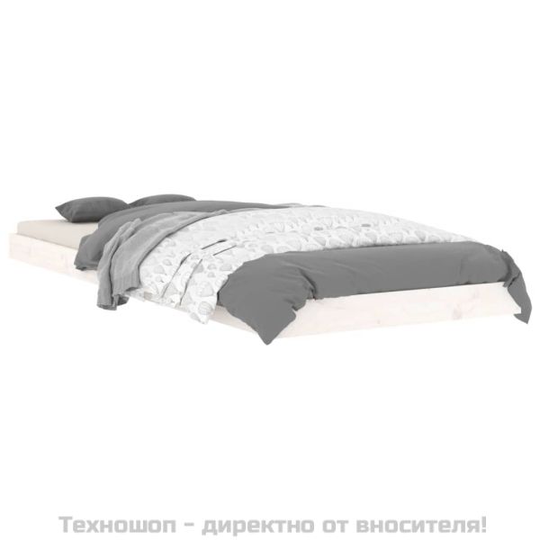 Рамка за легло бяла 75x190 см Small Single борово дърво масив