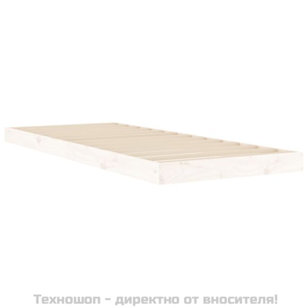 Рамка за легло бяла 75x190 см Small Single борово дърво масив