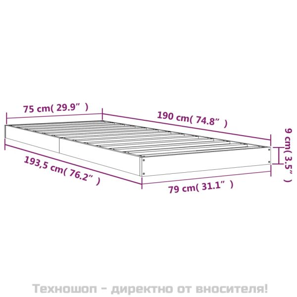 Рамка за легло бяла 75x190 см Small Single борово дърво масив