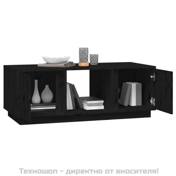 Кафе маса, черно, 110x50x40 см, бор масив