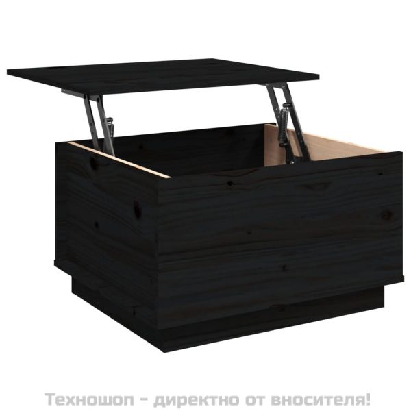 Кафе маса, черна, 60x50x35 см, борово дърво масив