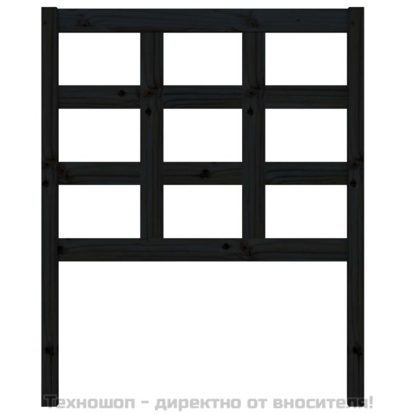 Горна табла за легло, черна, 80,5x4x100 см, бор масив