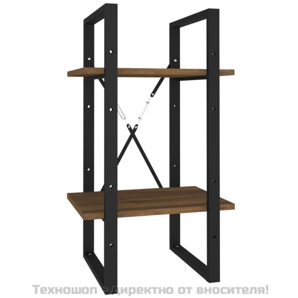 Библиотека на 2 нива, кафяв дъб, 40x30x70 см, инженерно дърво