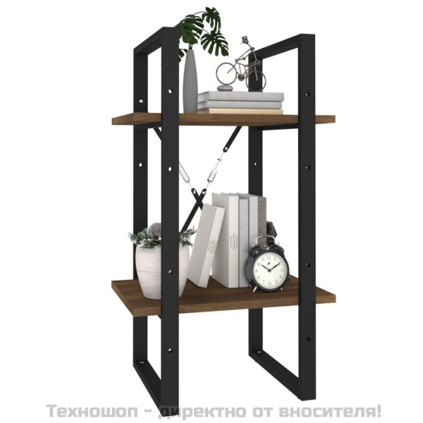 Библиотека на 2 нива, кафяв дъб, 40x30x70 см, инженерно дърво