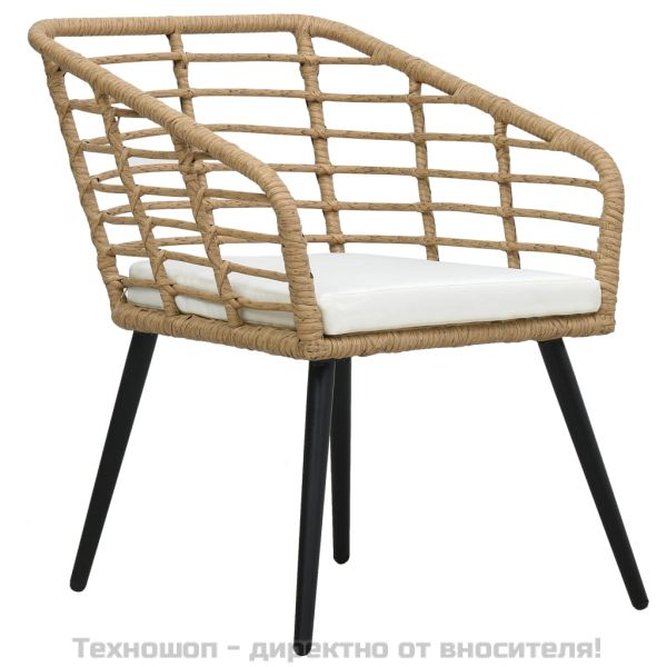 Бистро комплект, 3 части, полиратан, дъб