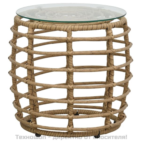 Бистро комплект, 3 части, полиратан, дъб