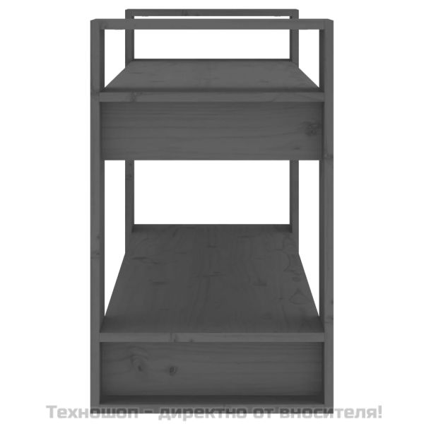 Библиотека/разделител за стая, сива, 80x35x56,5 см, бор масив