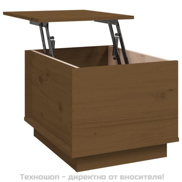 Кафе маса, меденокафява, 40x50x35 см, борово дърво масив