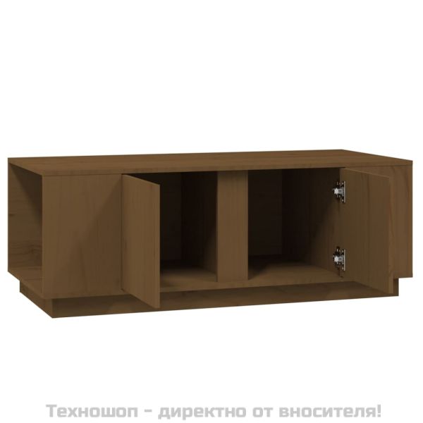 Кафе маса, меденокафява, 110x50x40 см, бор дърво масив