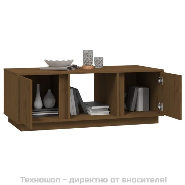 Кафе маса, меденокафява, 110x50x40 см, бор дърво масив
