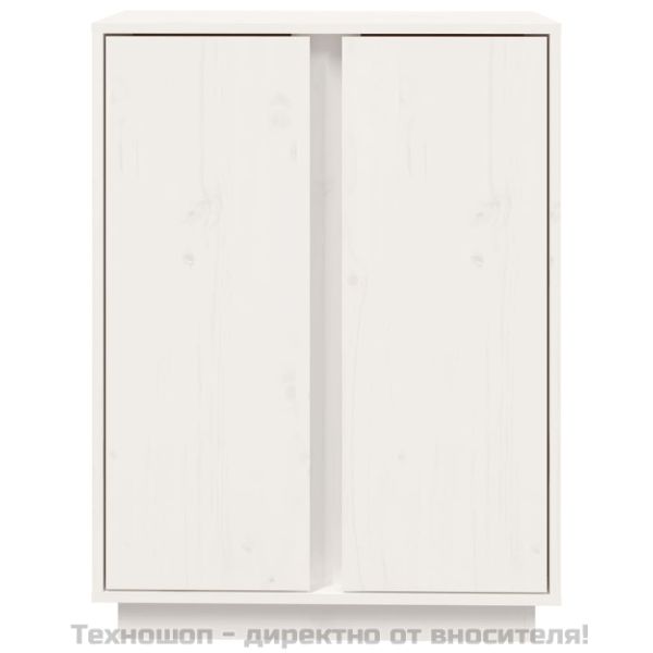 Сайдборд, бял, 60x35x80 см, бор масив