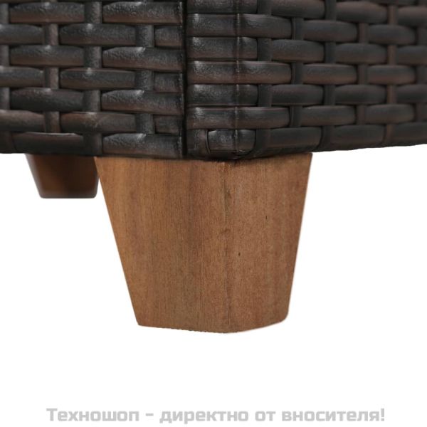 Градински комплект с възглавници, 4 части, кафяв полиратан