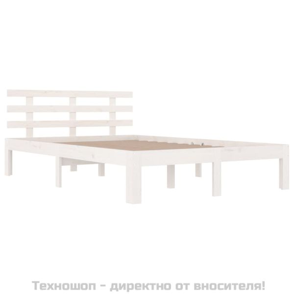 Рамка за легло, бяла, дърво масив, 160х200 см